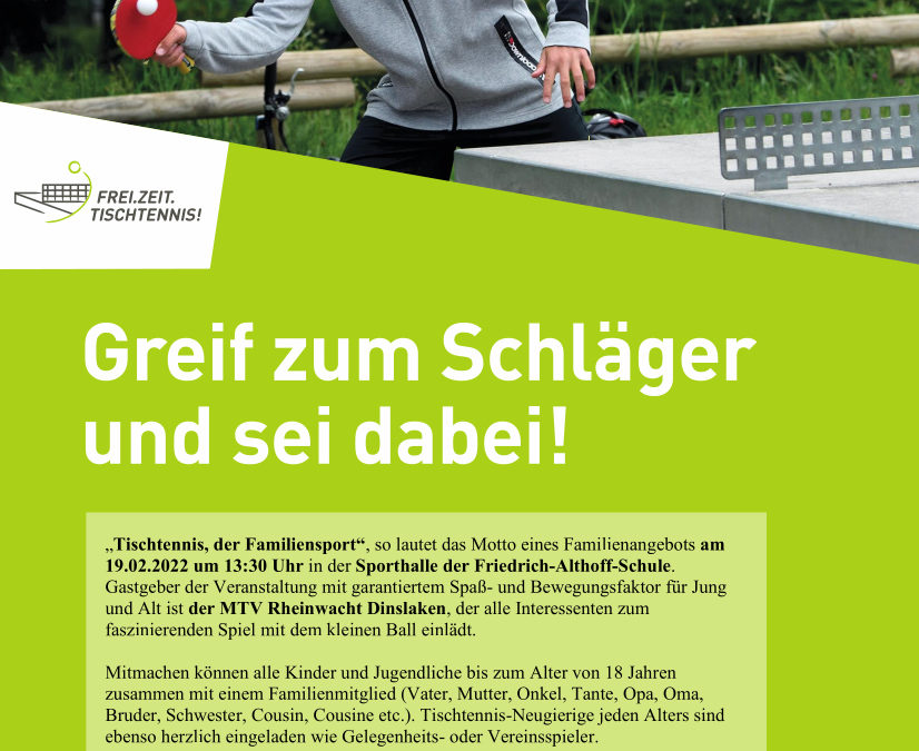 Tischtennis-Familienangebot